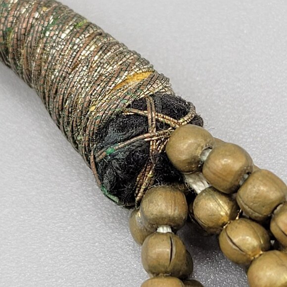 Multi-Strand Bib Necklace Glass Beads Gold Black Single Blue Bead - Picture 7 of 8